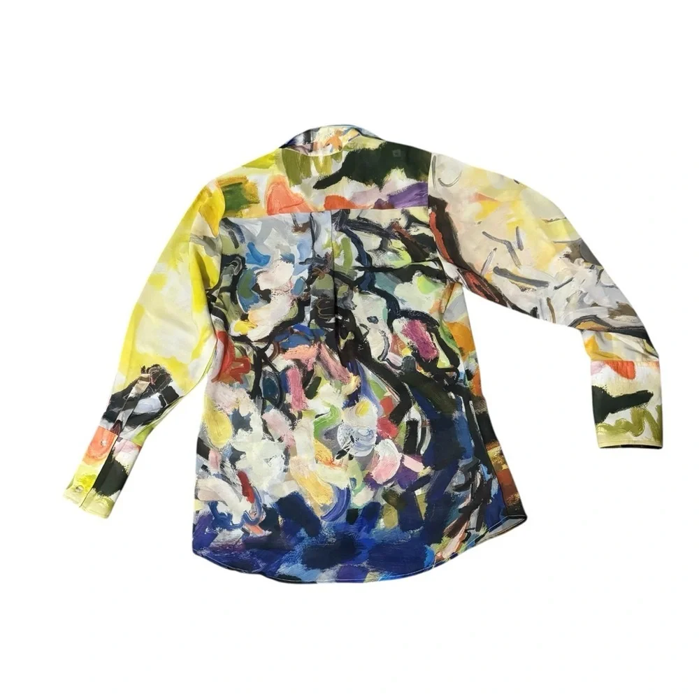 Dena Lyons NWOT Palm Beach Button Down Art brush strokes‎ long sleeve colorful 4